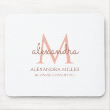 Elegant White Blush Pink Modern Monogram Name