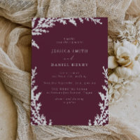 Elegant White Boho Leaf Burgundy Merlot Wedding