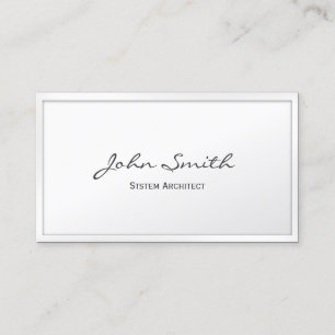 Elegant White Border System Architect Business Card
