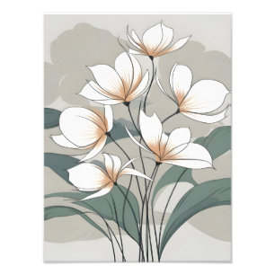 Elegant White Bouquet on Grey Photo Print