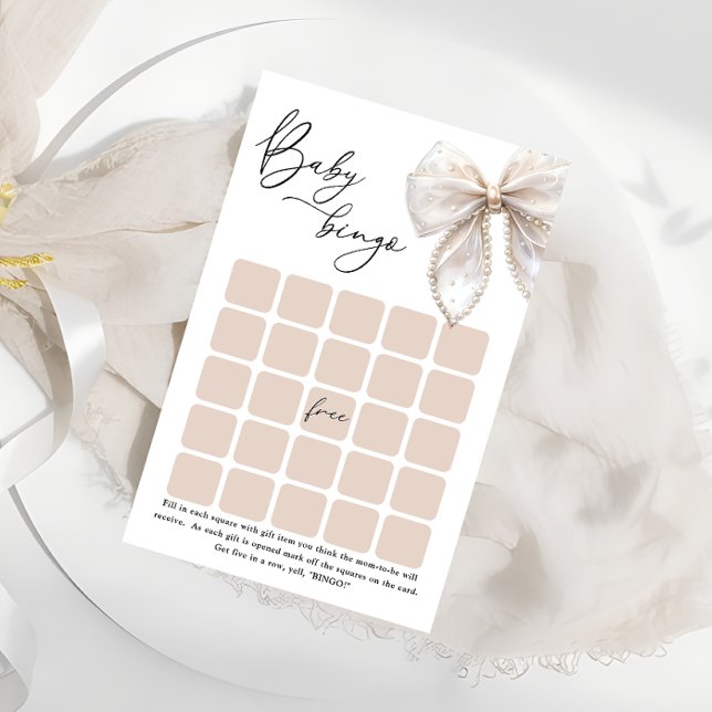 Elegant White Bow Baby Bingo Game (Creator Uploaded)