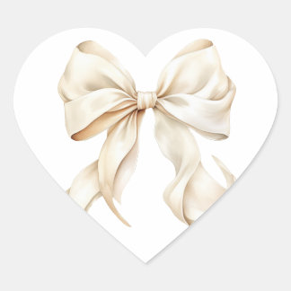 Elegant White Bow Baby Shower  Heart Sticker