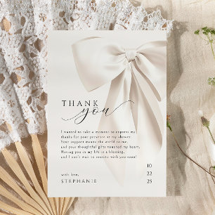 Elegant White Bow Bridal Shower Thank You Card