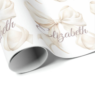 Elegant White Bow Christmas Wrapping Paper