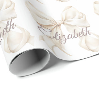 Elegant White Bow Christmas  Wrapping Paper