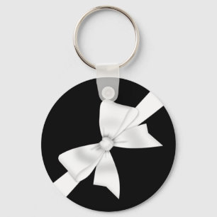 Elegant White Bow Key Ring