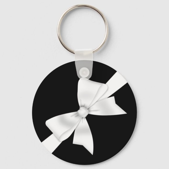 Elegant White Bow Key Ring (Front)