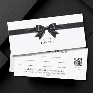 Elegant White Bow QR Code Gift Certificate