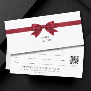 Elegant White Bow QR Code Gift Certificate