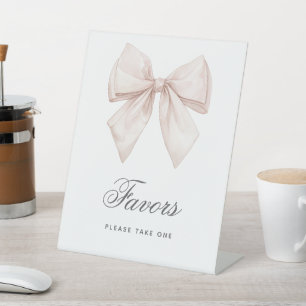 Elegant White Bow Shower Favours Sign