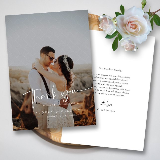 Elegant White Brick Overlay Modern Calligraphy Thank You Card (Elegant White Brick Overlay Modern Calligraphy Thank You Card)