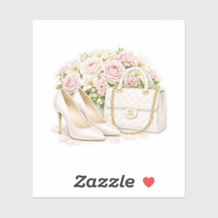 Elegant White Bridal Shoes and Luxury Handbag 