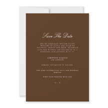 Elegant White & Brown Save The Date Card