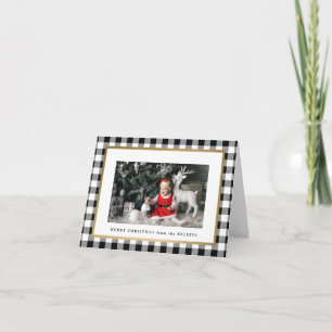 Elegant White Buffalo Plaid Folded Photo Card