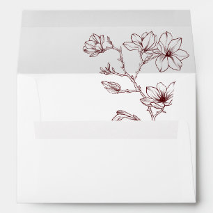 Elegant White & Burgundy Floral Wedding Envelope