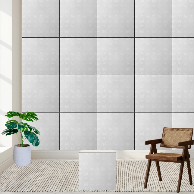 Elegant White Butterfly Frosted Glass Effect  Tile (Elegant White Butterfly Frosted Glass Effect Ceramic Tile)
