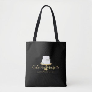 Elegant White Cake with Florals II Bakery Tote Bag