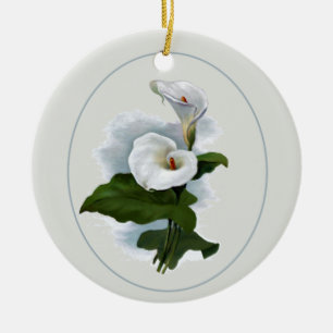 Elegant White Calla Lilies Ceramic Tree Decoration