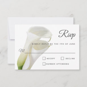 Elegant White Calla Lilies Floral Wedding RSVP Card