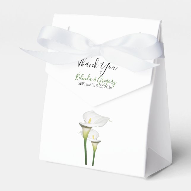 Elegant White Calla Lilies Wedding Favour Box (Front Side)