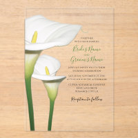 Elegant White Calla Lilies Wedding Invitations