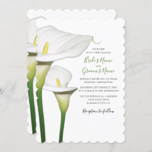 Elegant White Calla Lilies Wedding Invitations