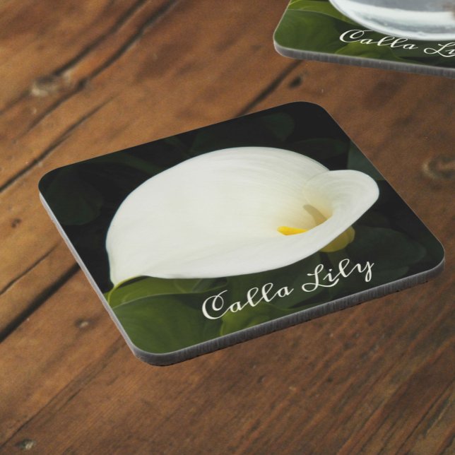 Elegant White Calla Lily Bloom Floral Coaster (In Situ)