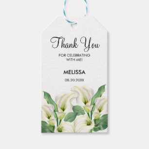 Elegant White Calla Lily Floral Birthday Gift Tags