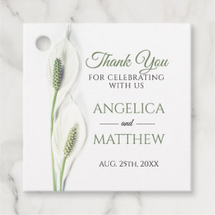 Elegant White Calla Lily Flowers Floral Thank You Favour Tags