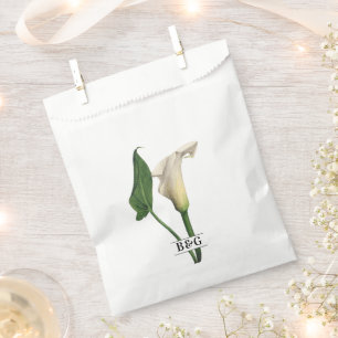 Elegant White Calla Lily Green Botanical Wedding Favour Bags