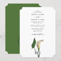 Elegant White Calla Lily Green Botanical Wedding