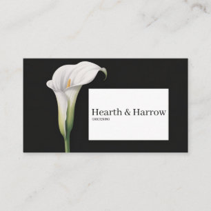 Elegant White Calla Lily Minimalist Black Floral Business Card
