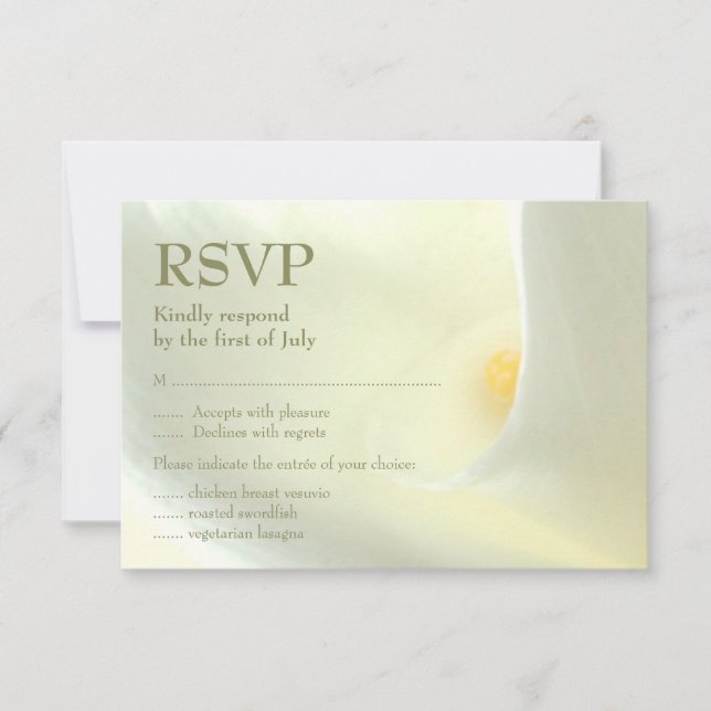 Elegant White Calla Lily RSVP Card (Front)