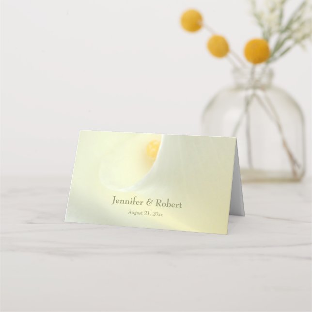 Elegant White Calla Lily Wedding Folded Place Card (Back)