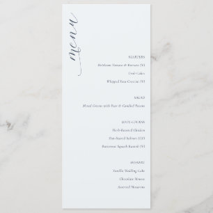 Elegant White Calligraphy Menu