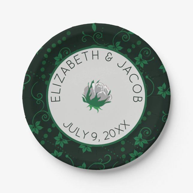 Elegant White Camellia Wedding Paper Plate (Front)