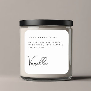 Elegant white candle product label