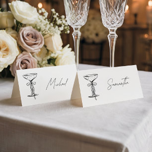 Elegant White Champagne Place Card