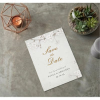 Elegant White Cherry Blossom & Gold Script