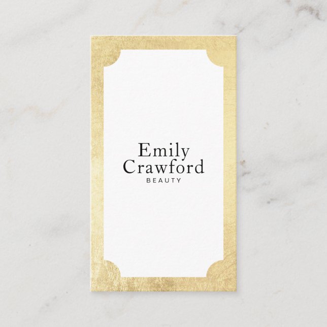 Elegant white chic gold minimalist beauty salon business card (Front)