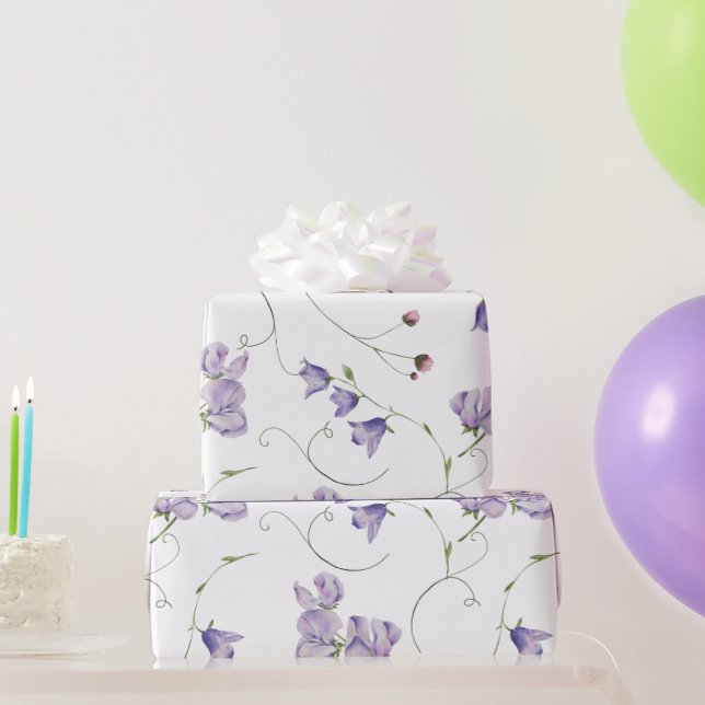 Elegant White Chic Purple Floral Wrapping Paper (Party Gifts)