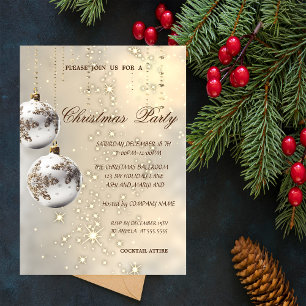 Elegant White Christmas Balls,Christmas Party Invitation