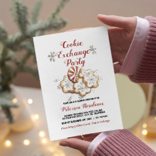 Elegant White Christmas Cookie Exchange Party Invitation