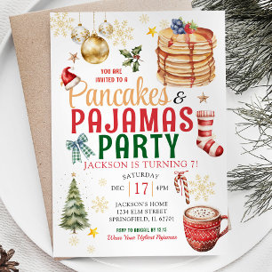 Elegant White Christmas Pancake Pyjamas Birthday I Invitation