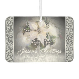 Elegant White Christmas Poinsettia Car Air Freshener