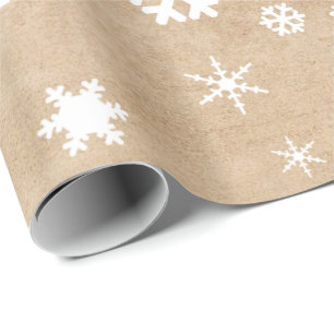 Elegant White Christmas Snowflake Pattern Wrapping Paper