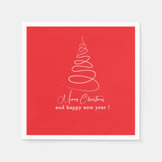 Elegant White Christmas Tree Red Christmas  Napkin