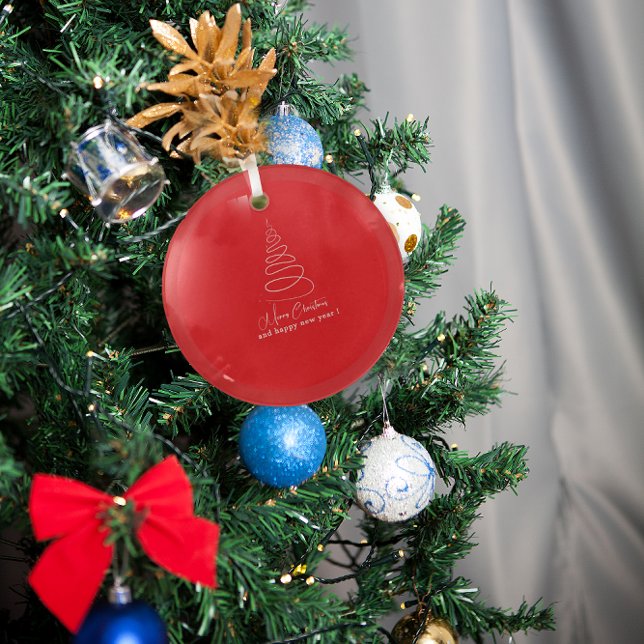 Elegant White Christmas Tree Red Glass Tree Decoration (Creator Uploaded)