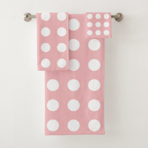 Elegant White Circles on Light Pink Bath Towel Set