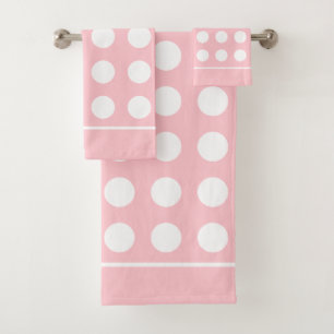 Elegant White Circles on Light Pink Bath Towel Set